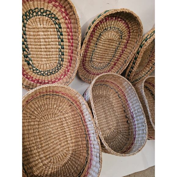 Woven Nesting Baskets Set Of 4 With Lids And Handles Never Used - Picture 5 of 12